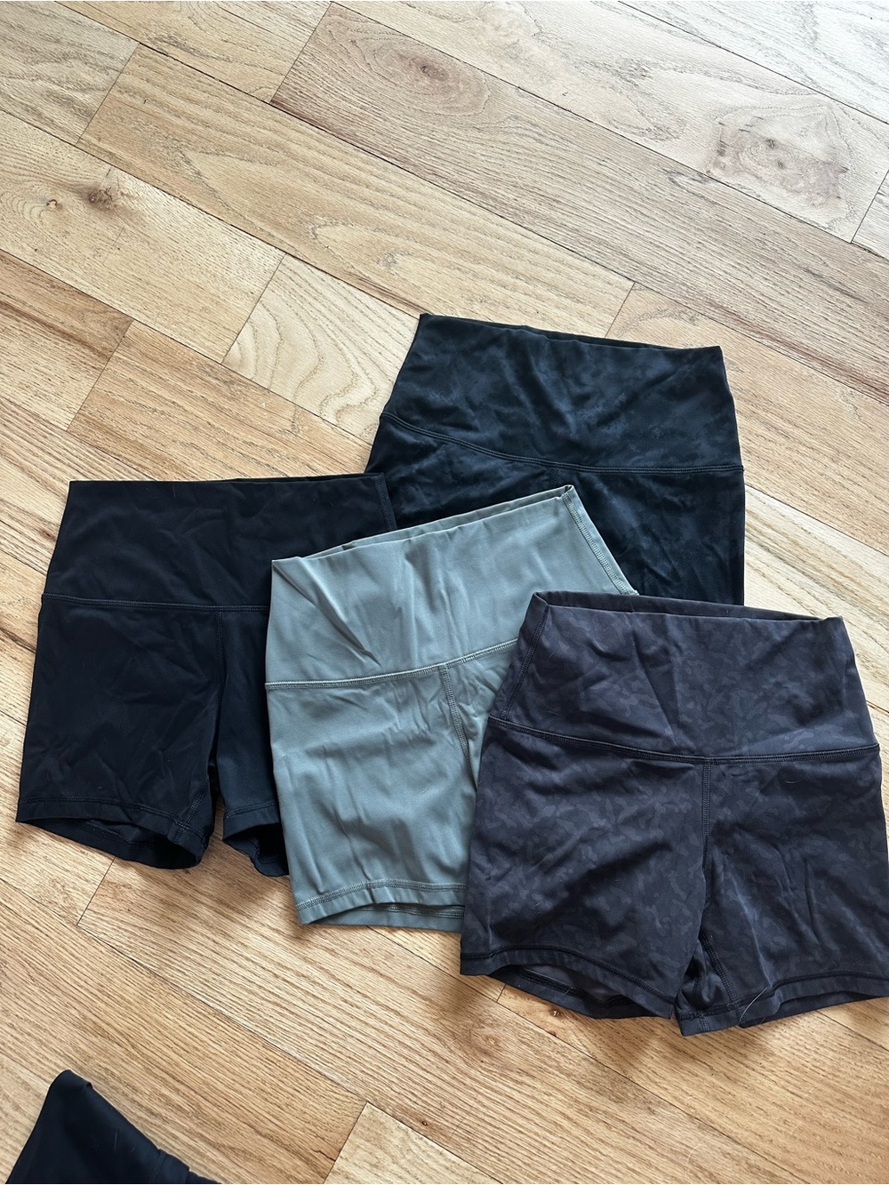 High-Waist Biker / Yoga Shorts - Black, Gray Leopard, Olive & black tie dye